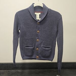 Cozy Blue Shawl Collar Kids Sweater